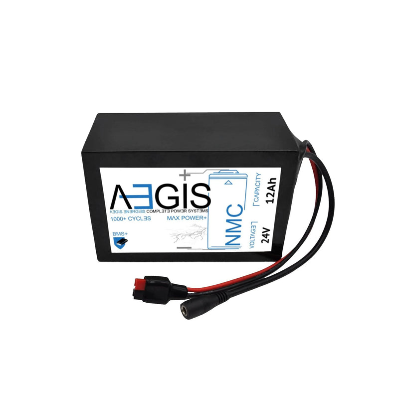 24V 12Ah Li-ion Battery - NMC Lithium Ion Deep Cycle - Aegis Battery